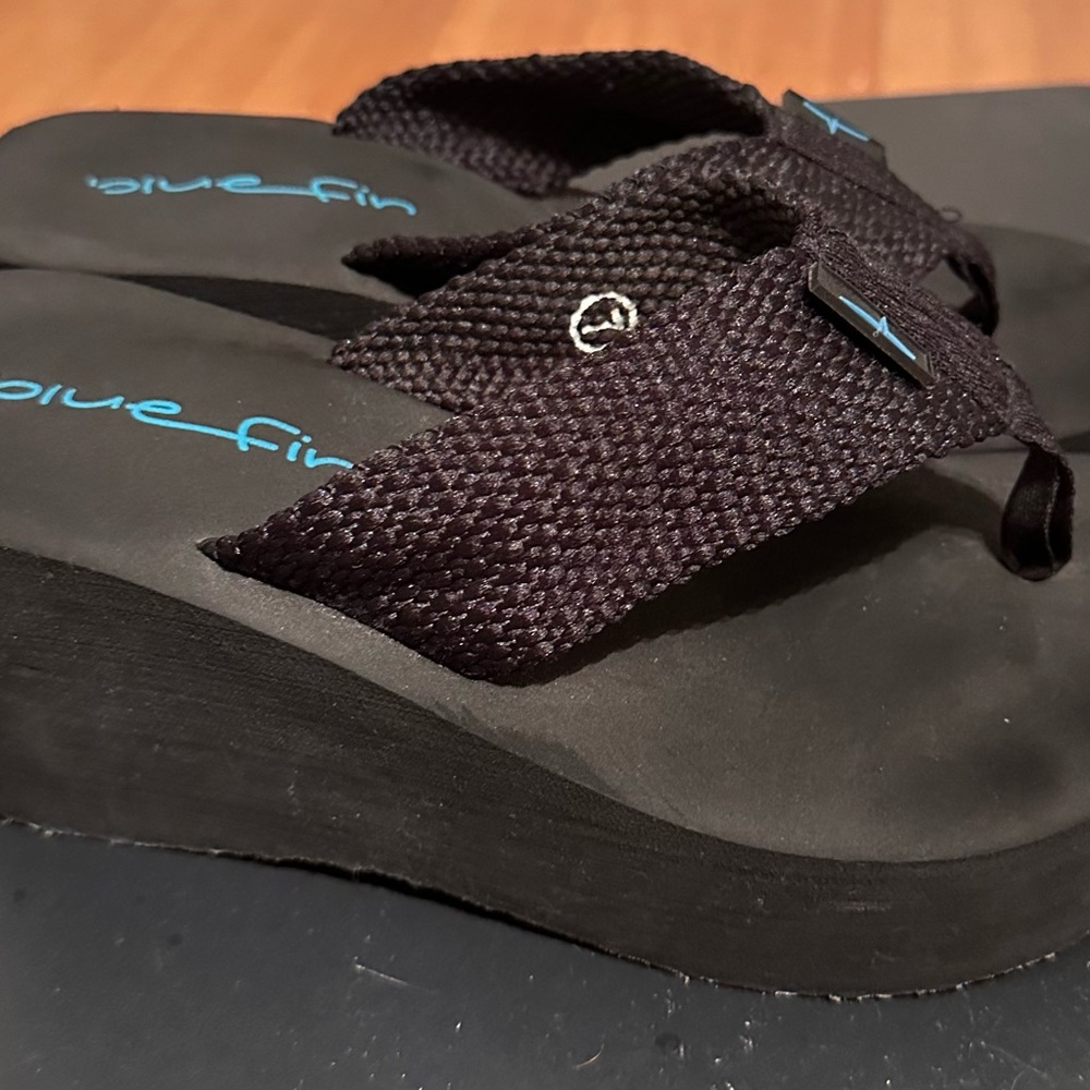 BLUEFIN Women’s Flip Flop Sandal Platform High Heel Black Size 7 like new